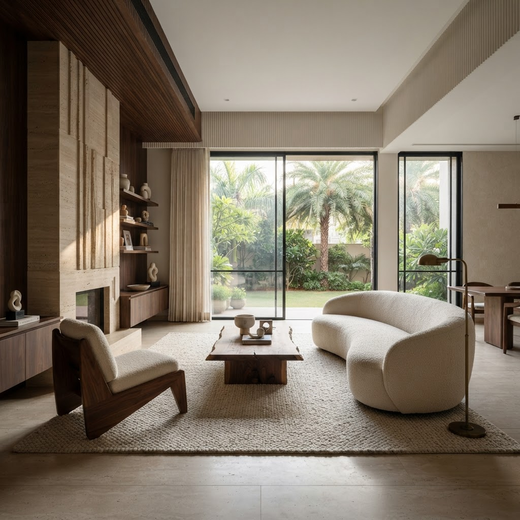 Luxury contemporary living room designed by Bishnoi Store