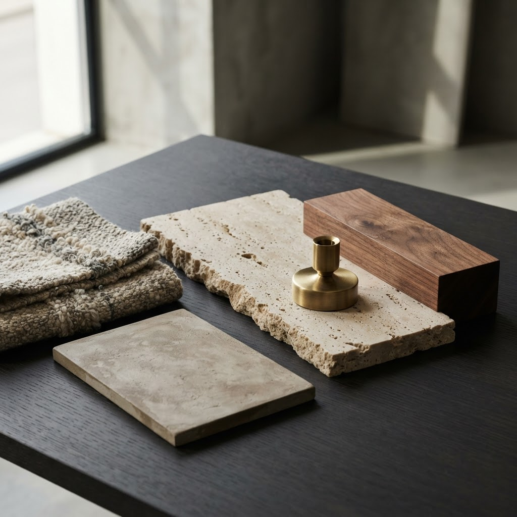 Curated materials for a luxury interior